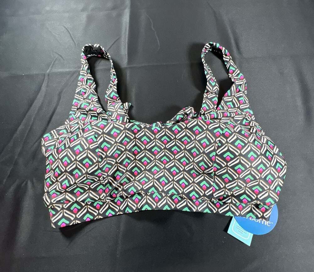 Sol Borne Geometric Print Swim Top 1X